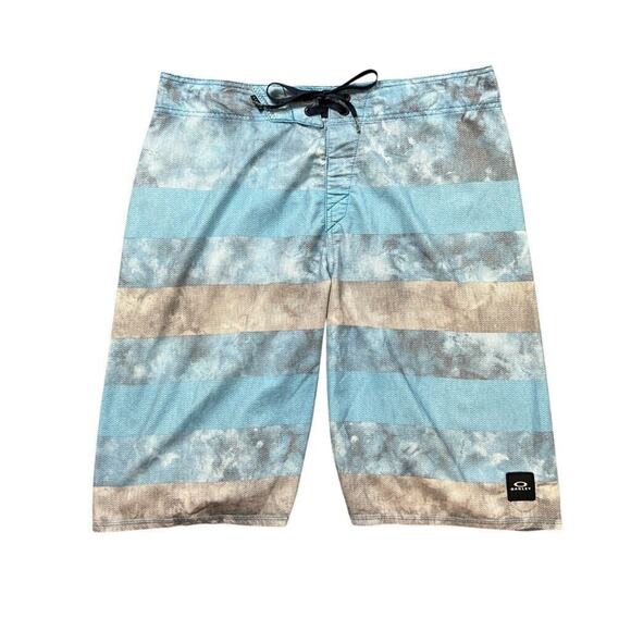 Oakley Board Shorts Mens 33 Voyage Nomad Striped Cotton Blend Hybrid Surf Beach - Picture 1 of 10